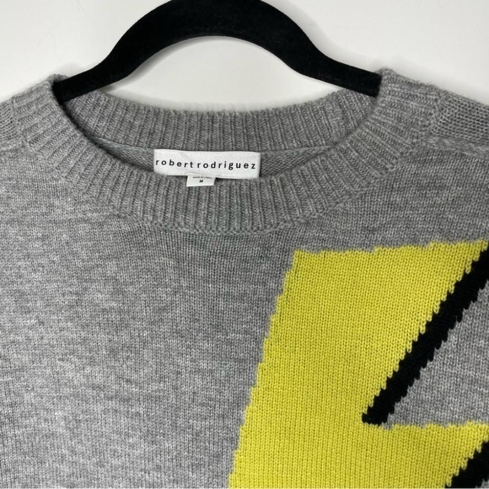 Robert Rodriguez Grey Wool Cashmere Lightning Bolt Grey Sweater M - Picture 4 of 9
